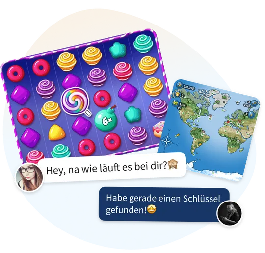 Eine Illustration zu den kostenlosen Online-Spielen in der Knuddels-App