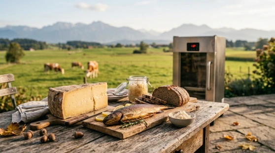 Gedeckter Brotzeittisch mit Räucherofen im Freien<br /><br /><br /><br /><br /><br />Der Traum vom eigenen Feriendomizil in den Bergen – mit guter steuerlicher Vorbereitung bleibt er entspannt. Bildquelle: Unsplash<br /><br /><br /><br /><br /><br />Der Traum vom eigenen Feriendomizil in den Bergen – mit guter steuerlicher Vorbereitung bleibt er entspannt. Bildquelle: Unsplash