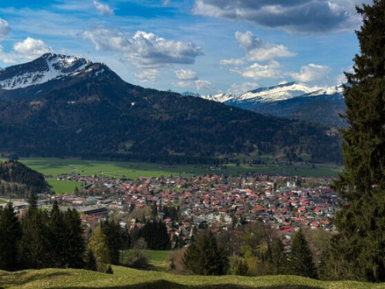 Bild von Barbara Light auf Pexels: Typisches Allgäuer Tourismusdorf mit dicht bebauten Häusern und Ferienwohnungen